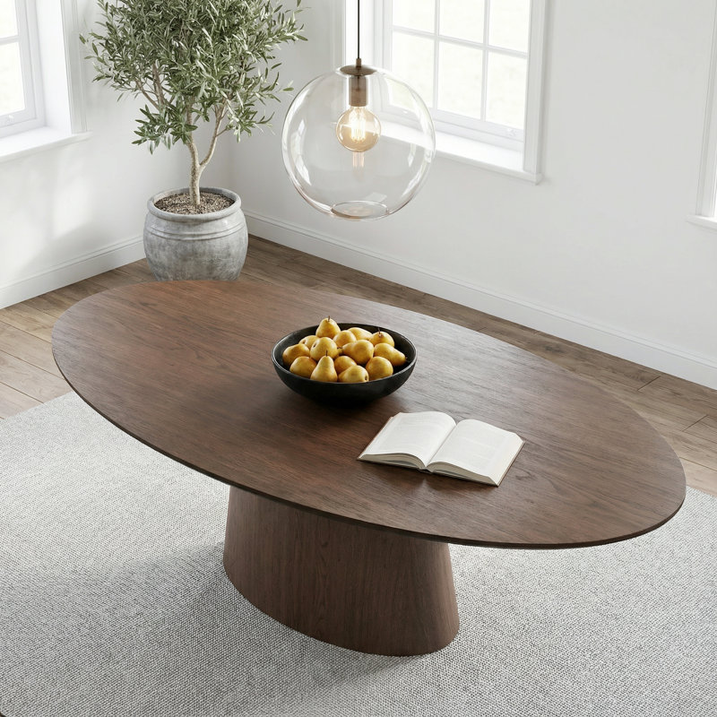 Chynthia 72'' Oval Pedestal Dining Table, Walnut