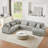 U-Shaped Corduroy Sectional Sofa With A Chaise Lounge-306536236