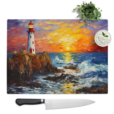 Lighthouse Palette Knife  Glass Chopping Board