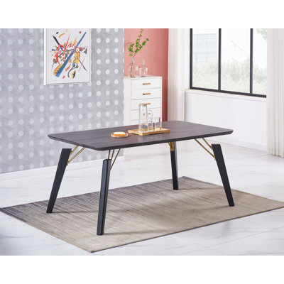 Eatonton 6 Person Dining set - a Rectangular Wooden Dining Table with Metal Legs and a Set of 6 Faux Leather Dining Chairs for Dining Room - Modern Dining Table Set