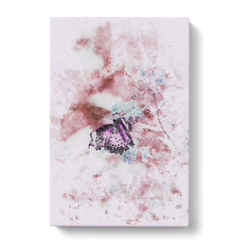 A Butterfly Upon A Flower - Wrapped Canvas Painting, 60cm H x 40cm W x 3cm D