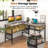 Ardeley L-Shaped Steel Computer Desk with Built-In Electrical Outlet