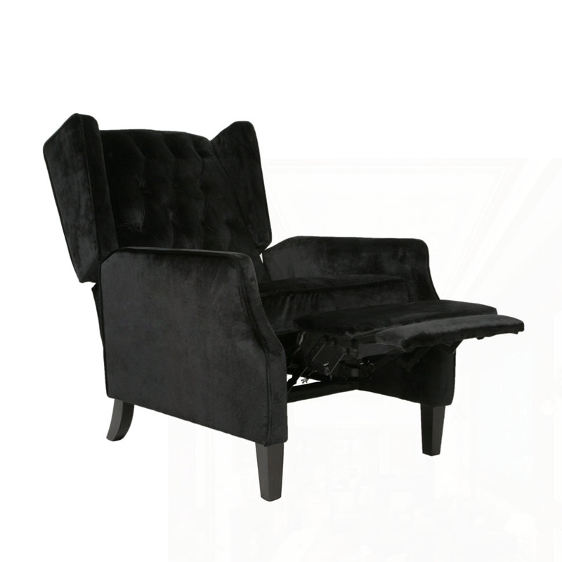 Fabric Armchair Push Back Recliner, Black
