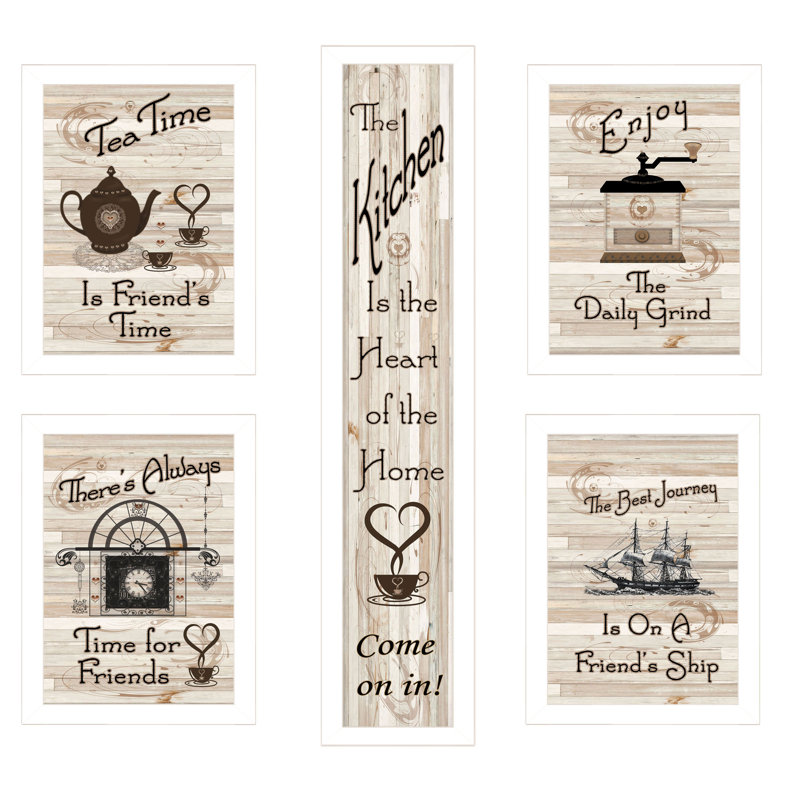 «Kitchen Friendship Collection» par Milkwork Engineering - Impression de 5 cadres photo sur papier, Cadre blanc