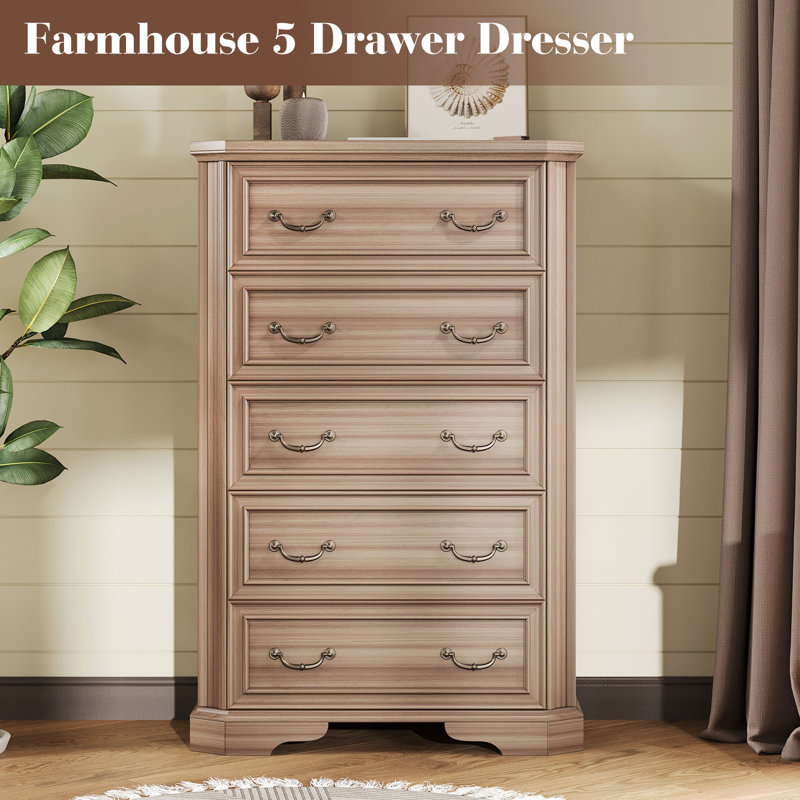 Commode 5 tiroirs Farmhouse, Noyer gris
