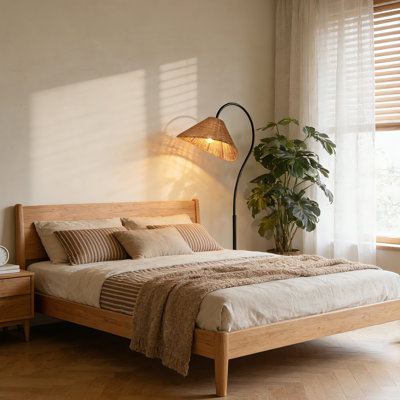 65” Arched Dimmable Rattan Floor Lamp