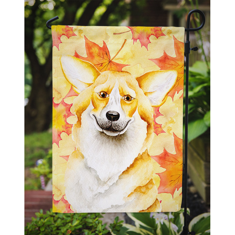 Automne 2 côtés en polyester 15 x 11 po drapeau de jardin, Corgi blond