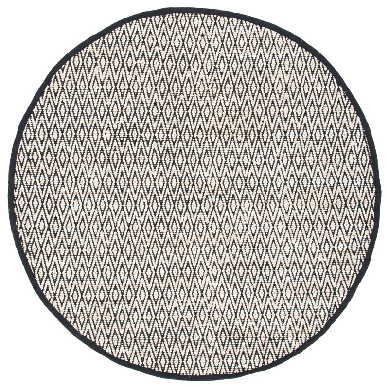 Tapis géométrique tissé à la main Montauk, Rond 6 pi