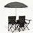 Outdoor Folding Chair Set for 2 with Umbrella for Lawn and Beach