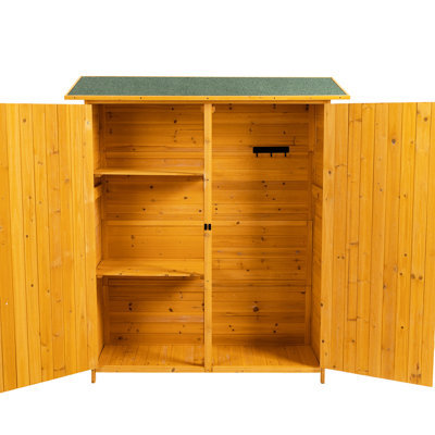 56"L X 19.5"W 64"H With Lockable Door, Fir Wood, Detachable Shelves, Waterproof Roof, Copious Hut Space Unit
