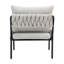 Méridienne beige avec tissu tressé. Confortable et moderne, structure en métal décorative. Revêtement, siège moelleux