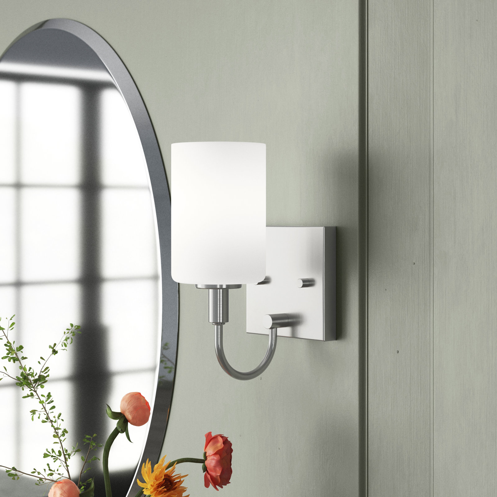 Rowley Single Light Dimmable Bath Sconce, Brushed Nickel