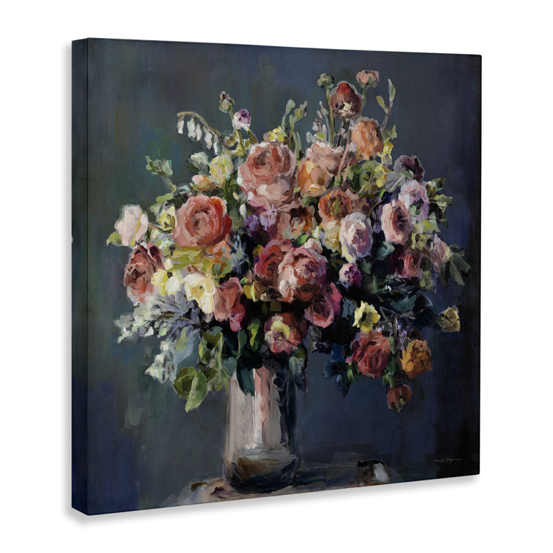 «Abundant Dark Bouquet», art mural sur toile par Marilyn Hageman, H 17 po x l 17 po