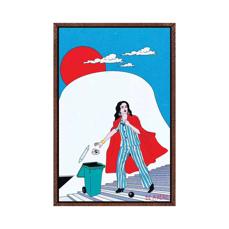 Hero by Cosmo - Print on Canvas, 101.6cm H x 20.32cm W x 3.81cm D, Classic Brown Wood Framed Canvas