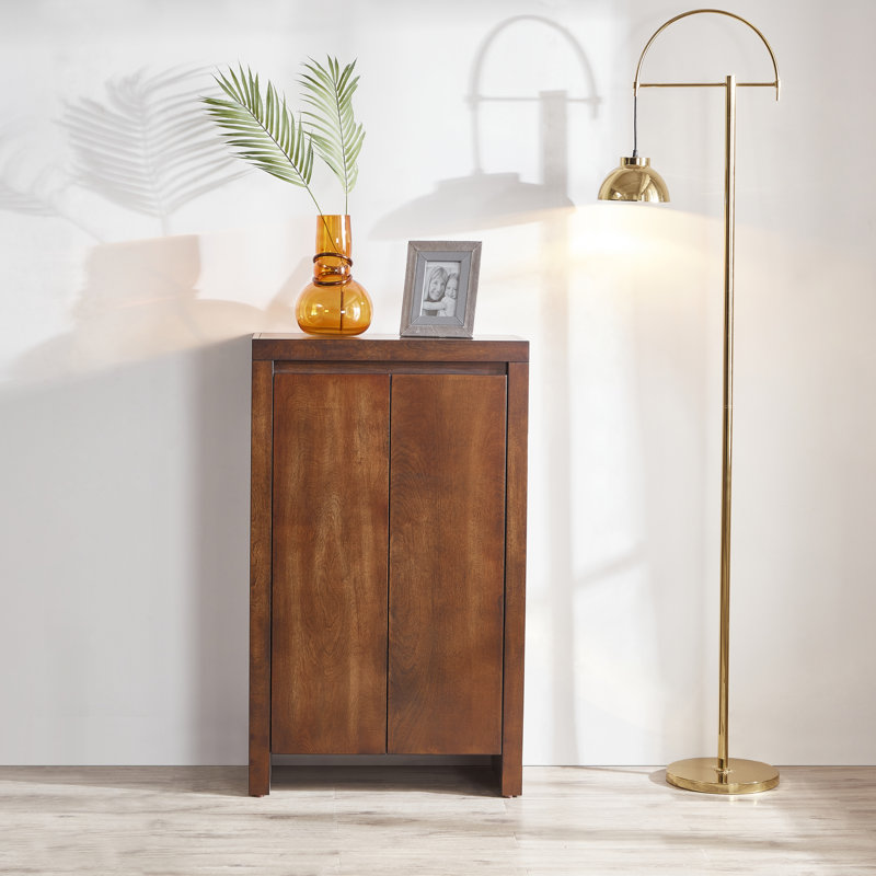 Armoire de salle de bain autoportante en bois massif l 13 po x H 43 po Axenia