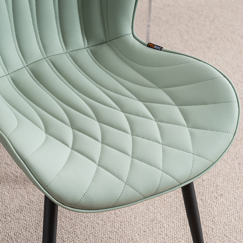 Upholstered Dining Chairs Faux Leather Side Chair With Metal Frame, Mint Green