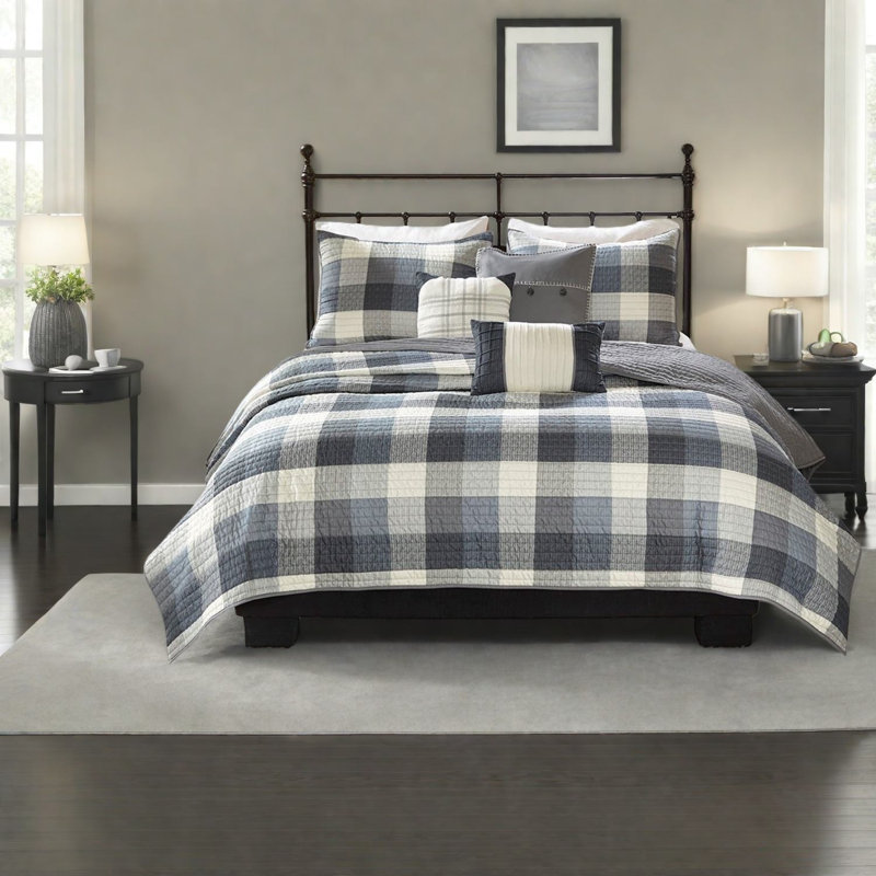 Ensemble de literie réversible 6 pièces, style maison de campagne en polyester pour la maison