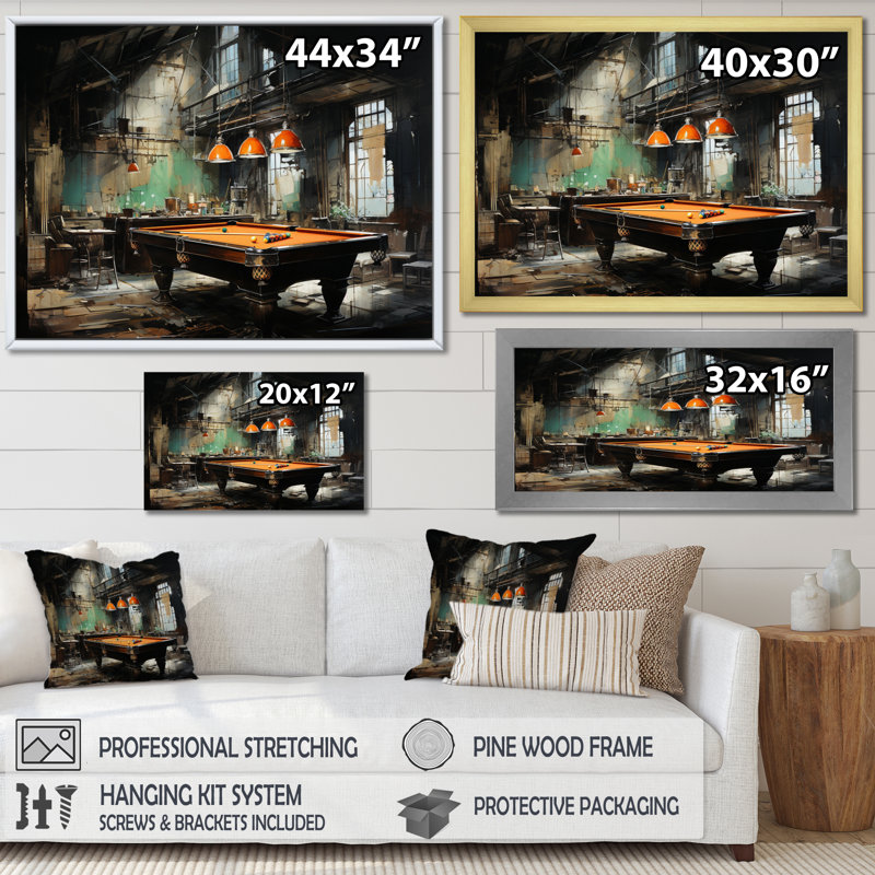 Art mural sur toile Billard Industrial Game III - Billiards, Toile tendue, H 34 po x l 44 po, Sans cadre
