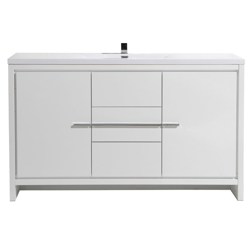 Ensemble de meuble-lavabo simple 59 po Lefebvre, Blanc brillant