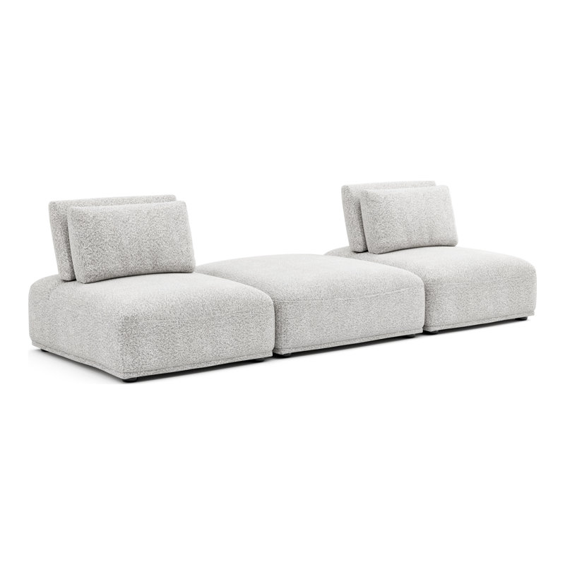 Aukeem 3 - Piece Upholstered Sectional, Gray Polyester