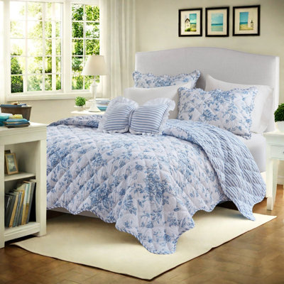 Reversible King Bedding Sets, Soft Microfiber Floral Farmhouse Home Quilt