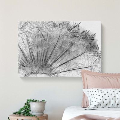 Dandelion Seed Sketch in Abstract - Wrapped Canvas