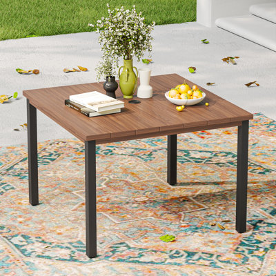Square Outdoor Dining Table Umbrella Hole , 40.2 " W 40.2 " D