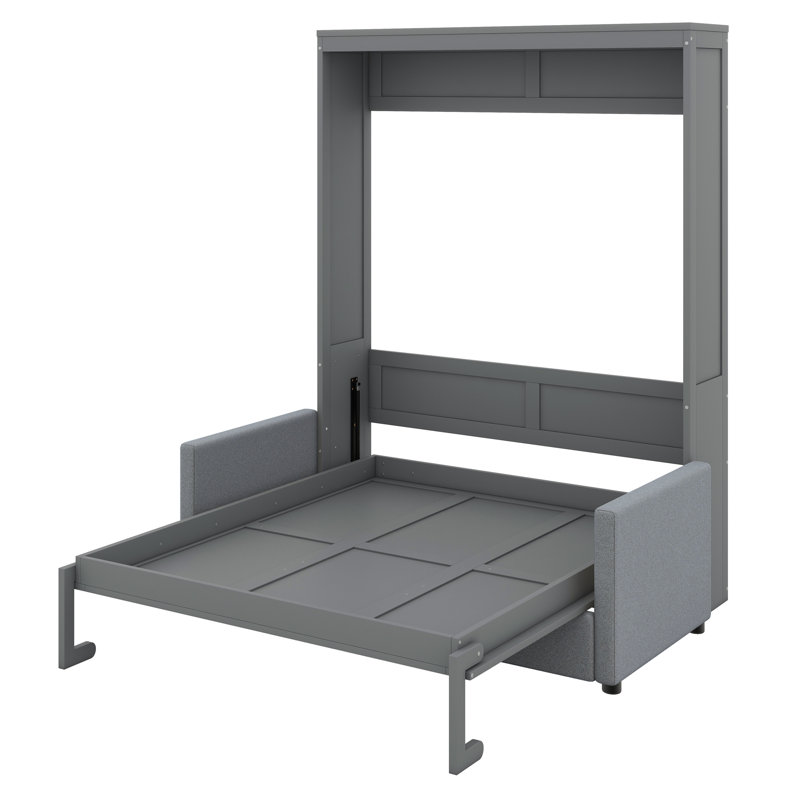 Lit escamotable avec coussin Shinpei, Gris, Double