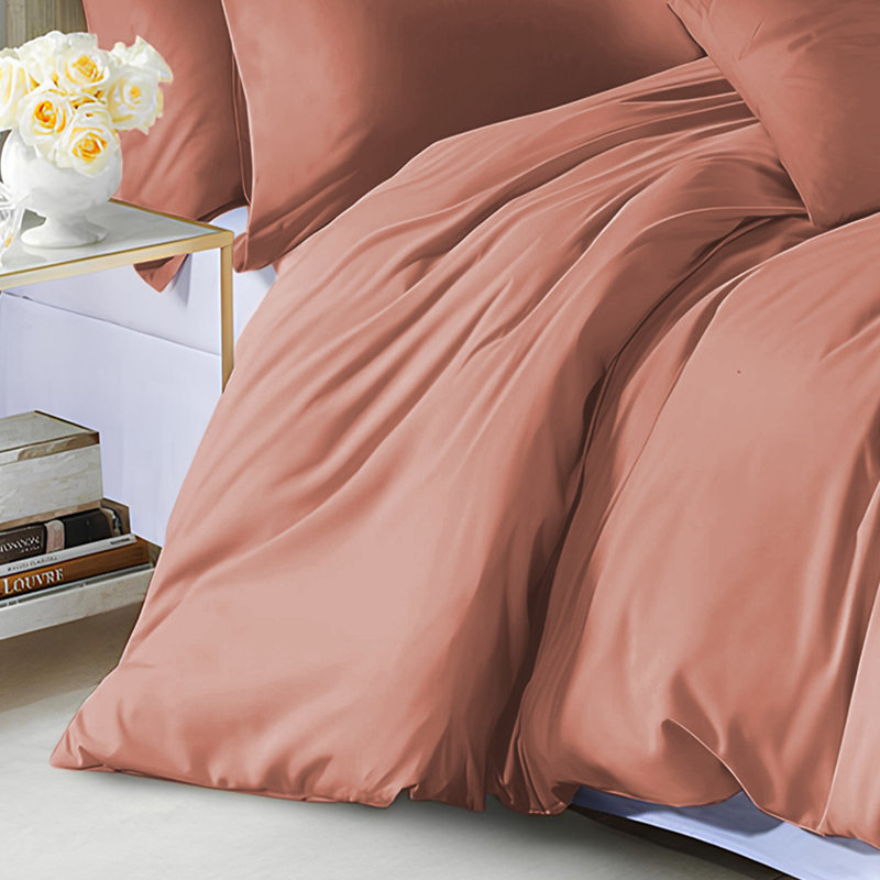 Marnisha Microfiber Duvet Cover Set with Pillowcases Included, Super King Duvet Cover Set +2 Pieces Included, Peach