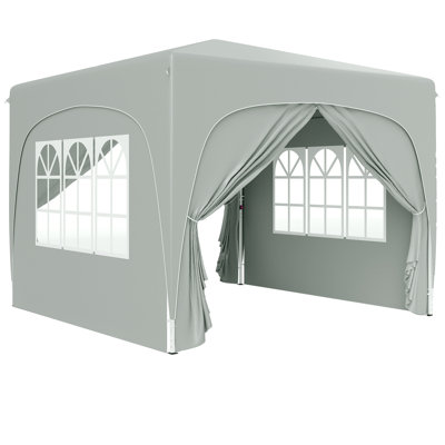 3 X 3m Pop-up Gazebo Shelter, Upf50+ Uv Protection Canopy With Adjustable 3-level Frame, Zipped Door & Windows, Wind Ropes And Ground Stakes, Portable Carry Bag, Light Grey