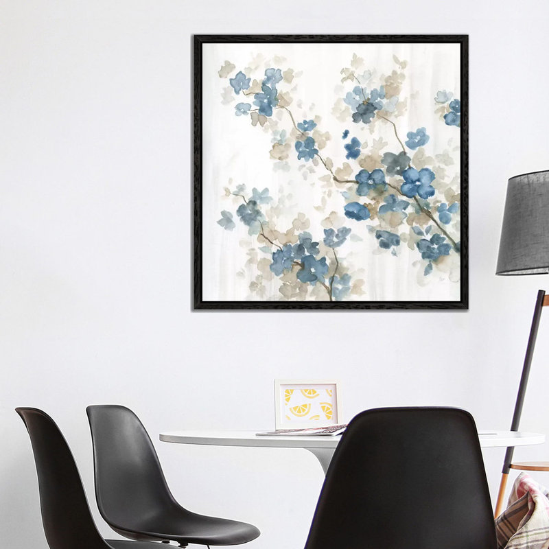 Dogwood In Blue II by Nan - Painting on Canvas, Black Framed, 93.98 cm H x 93.98 cm W