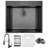 Drop-In 25-in x 22-in Gunmetal Black Stainless Steel Single Bowl 1-Hole Kitchen Sink All-in-one Kit