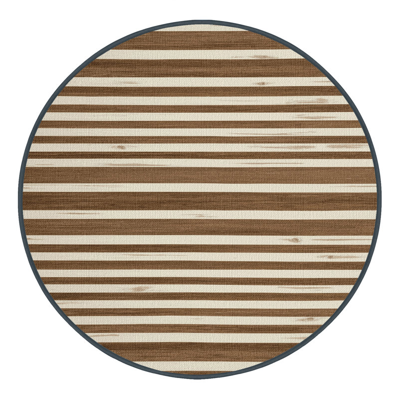 Washable Oak White Striped Area Rug, Rectangle 5' x 8'