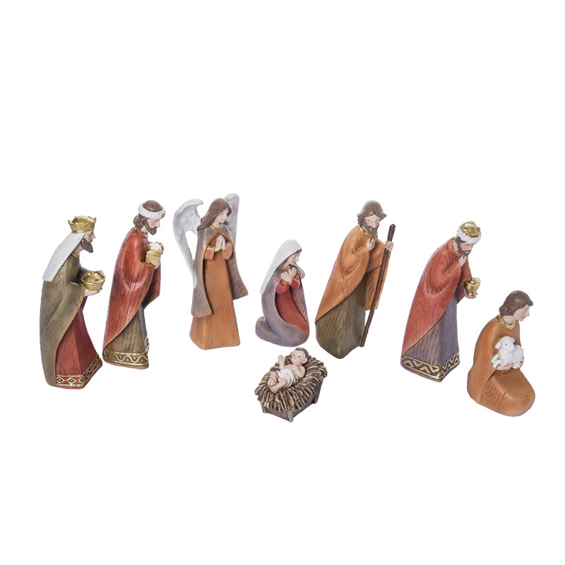 Ensemble de crèche de Noël en résine multicolore 6,5 po