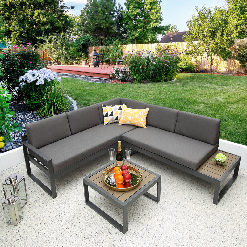 Janniyah 5 - Person Seating Group with Cushions, Dark Grey, Grey