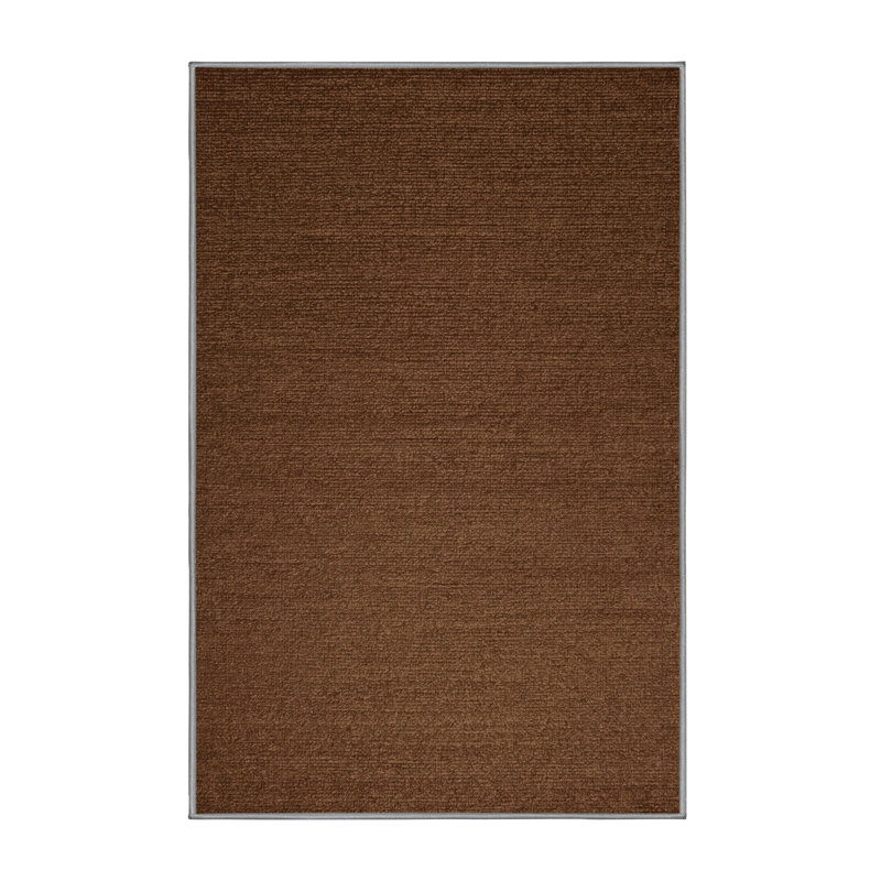 Machine Washable Solid Brown Area Rug