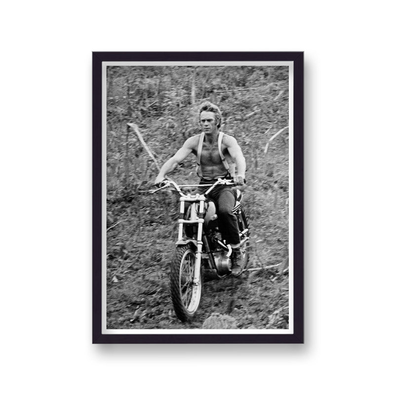 Steve Mcqueen Shirtless Riding Motor Cross Dirt Bike - Single Picture Frame Print