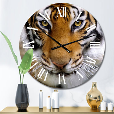 Portrait d'un visage de tigre - horloge murale traditionnelle