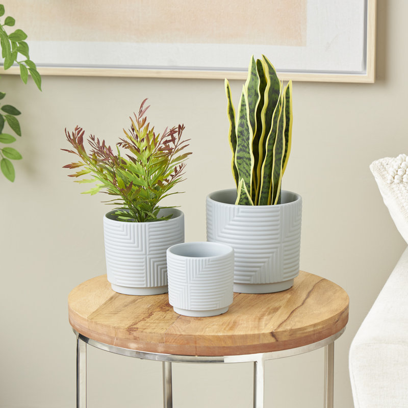 Ensemble de pots à fleurs en céramique 3 pièces Tommen, Gris
