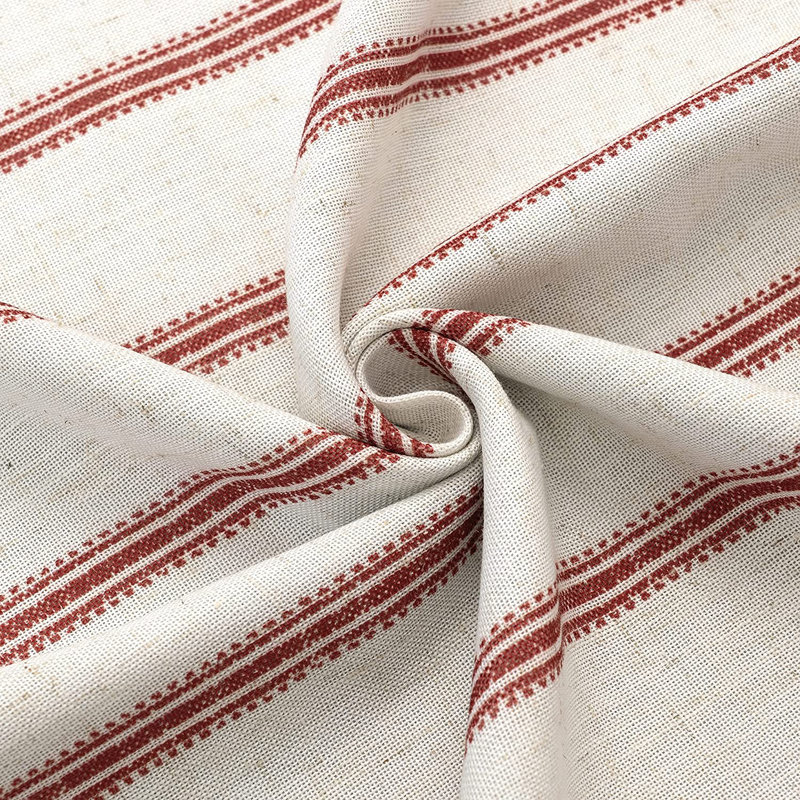 Blackout Curtain Pair, Red Stripe/Light Linen, 52" W x 90" L