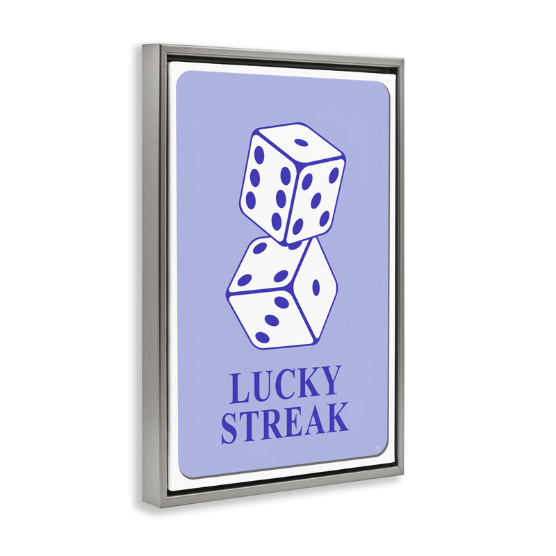 Toile flottante encadrée "Blue Lucky Streak Dice" par Martina Pavlova, H 31 po x l 21 po, Cadre flottant gris lustré