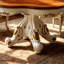Table de salle à manger vintage ornée en bois d'hévéa avec dessus festonné et placage en bois de cerisier