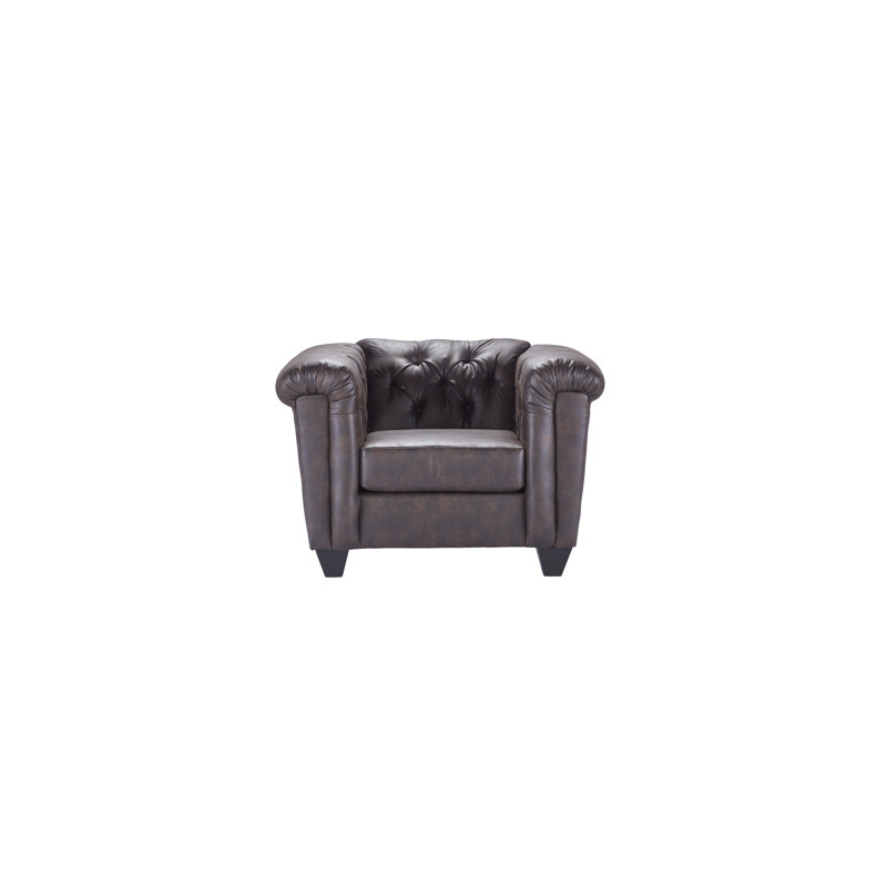 Fauteuil Chesterfield Kenya, Microfibre/microsuède brun