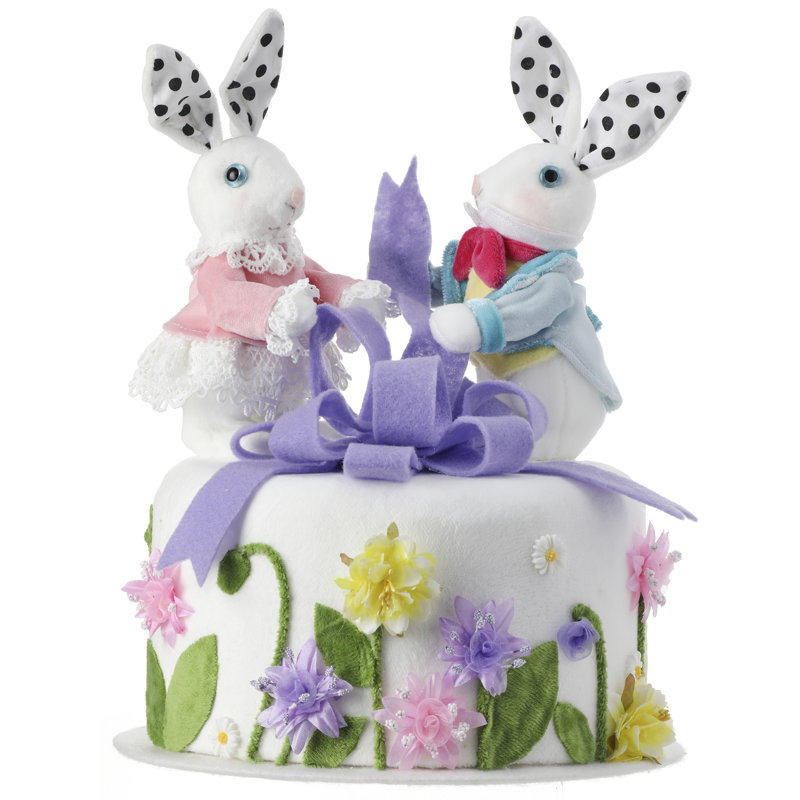 Styrofoam Bunnies And Bow Floral Cake 10.25"