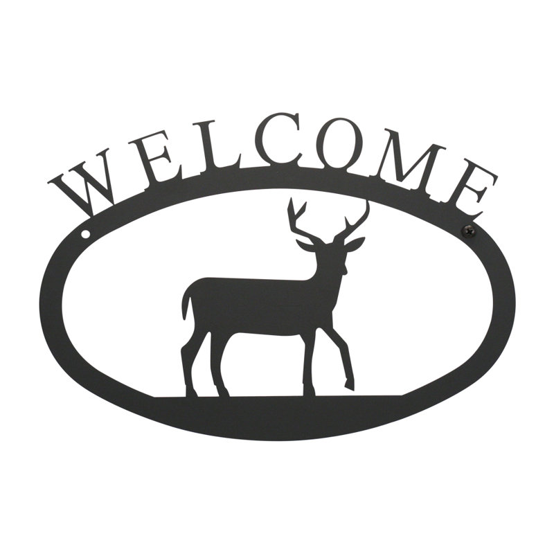 Deer - Welcome Sign  Large, 7.88" H x 11.38" W x 0.05" D