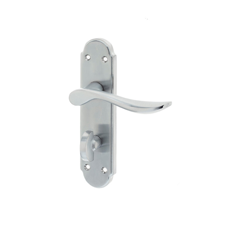 Henley Bathroom Door Handle, Satin Chrome