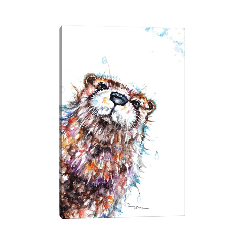 " Curious Otter " Painting Print, 12" H x 8" W x 0.75" D