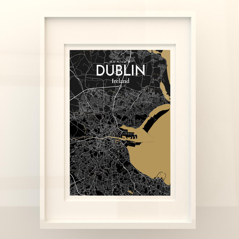 Dublin City Map In Luxe - No Frame Print, 24cm H x 18cm W x 0.05cm D