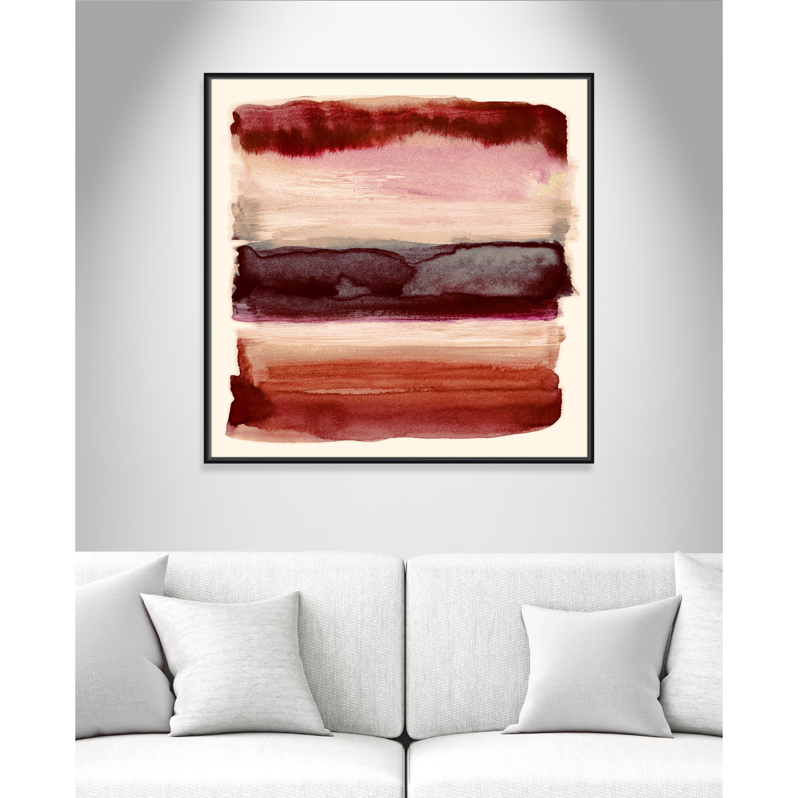 Sky Collection "Burgundy Sky II" Print by Nan, Black, 37.5" H x 37.5" W