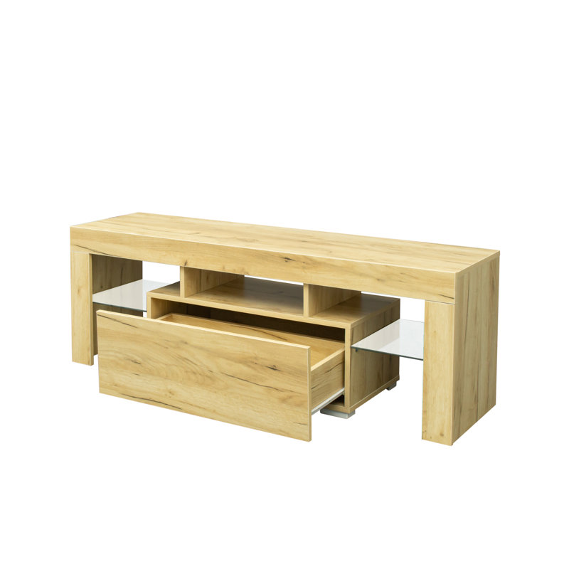 Daneca TV Stand with LED RGB Lights, Flat Screen TV Cabinet, Gaming Consoles, 17.72"H x 51.18"L x 13.78"W, Black